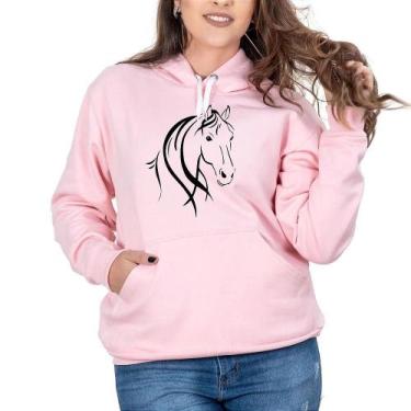 Imagem de Blusa Moletom Feminina Bolso Canguru Capuz Cavalo Conforto - Campero, 
