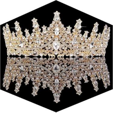 Imagem de Tiara coroa de cristal com strass, tiara de cristal para mulheres – tiara de casamento, acessórios de cabelo coroa de princesa para aniversário, concursos, formatura, fantasia de rainha e