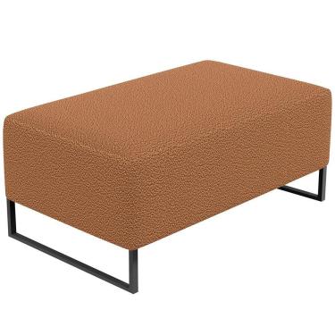 Imagem de Puff Decorativo Sala De Estar Cléo 90cm Base De Ferro Preto W01 Bouclê Terracota - Lyam Decor