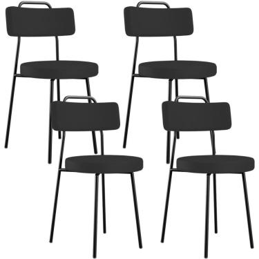 Imagem de Kit 04 Cadeiras Decorativas Estofada Para Sala De Jantar Barcelona L02 Facto Preto - Lyam Decor