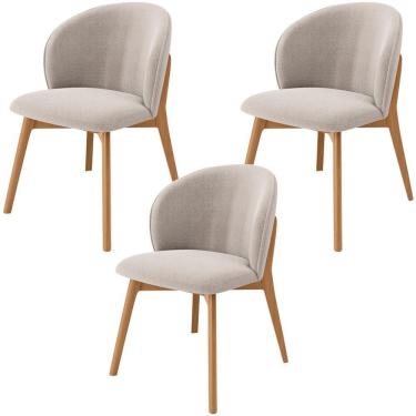 Imagem de Kit 03 Cadeiras De Jantar E Estar Living Estofada Mia L02 Bouclê Bege
