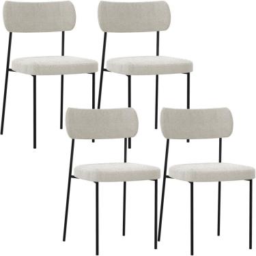 Imagem de Kit 04 Cadeiras Para Sala De Jantar Melina L02 Bouclê Creme