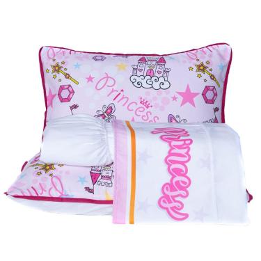 Imagem de Jogo De Cama Princesa Estrelas Branco Queen 04 Peças - Micropercal 180 Fios