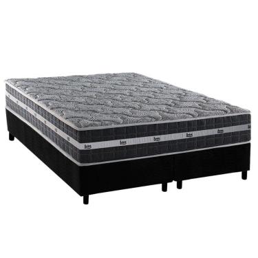 Imagem de Cama Box King: Colchão Molas Ensacadas Black Graphite + Base Crc Suede Gray (193x203)