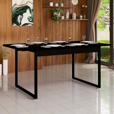 Imagem de Mesa Retangular De Jantar 4 Lugares Com Base Industrial Ideal Para Família E Refeições Diárias