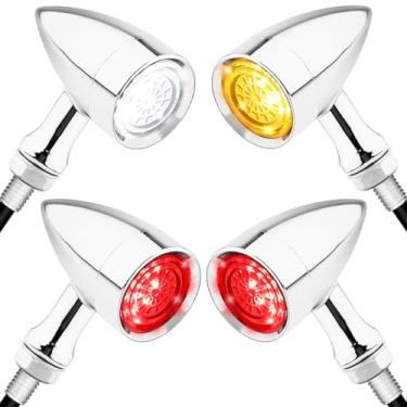 Imagem de Eagwinger Indicador de pisca-pisca SMD com luz âmbar branca para motocicleta (cromada frontal + traseira)