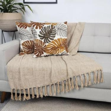 Imagem de Manta Macia para Sofá Grande Algodão Colorida (Areia, 2,30x1,80 m)