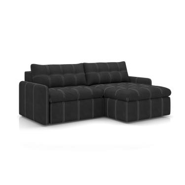 Imagem de Sofá 3 Lugares Retrátil Benfica Couro Preto 184 cm