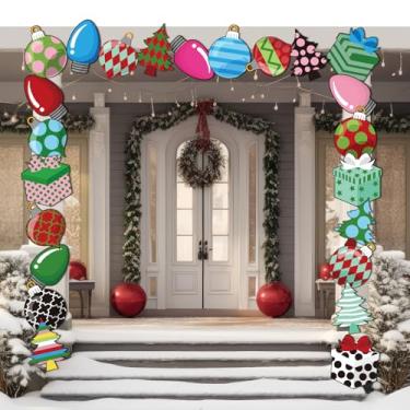 Imagem de Cinrobiye 25 peças de decorações de varanda de Natal, palitos de árvore de Natal, lâmpada de bola de neve, decoração de Natal, ornamentos rústicos de varanda para casa, festa de inverno, decoração de