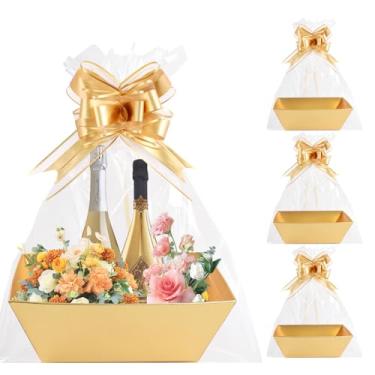 Imagem de Orchidleaf Cesta para presentes vazia dourada vazia para cesta vazia para encher presentes a granel DIY presente vazio adequado para dia das mães, Natal, casamento, festa de aniversário (pacote com 3)