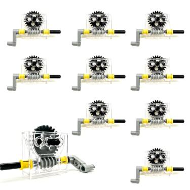 Imagem de 10 Set of Technic Trans-Clear GEARBOX ASSEMBLY Kits Compatible with legoes Technic Trans-Clear Wormbox gear motor REDUCER block Mindstorms robotics ev3 NXT transparent robot power functions 6588