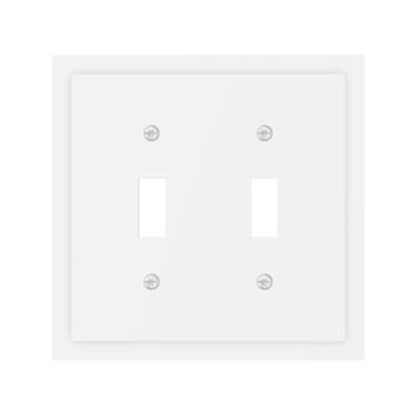 Imagem de Wmhusu Capa decorativa para interruptor de luz branca, placa de parede de 2 grupos, placa de interruptor duplo, receptáculo, tampa de tomada elétrica, placa de interruptor para banheiro, quarto
