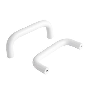 Imagem de funifiti Pacote com 5 alças brancas brilhantes armário gaveta armário quarto infantil 3 polegadas (76 mm) orifício centro curvo alça de transporte (5, branco brilhante, 3 polegadas (76 mm))