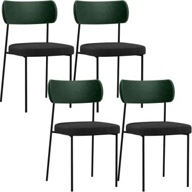 Imagem de Kit 04 Cadeiras Para Sala De Jantar L02 Verde Musgo Chumbo