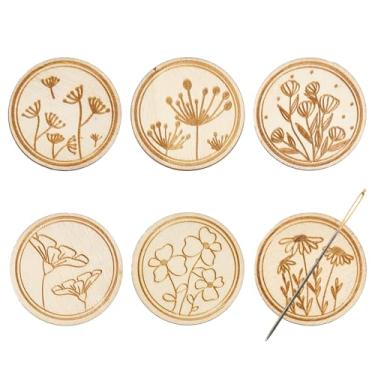 Imagem de letsinstyle 6 peças de agulhas magnéticas de flores, suporte de alfinete magnético pintado retrô, suprimentos de costura para bordado de ponto cruz, ferramentas de bordado