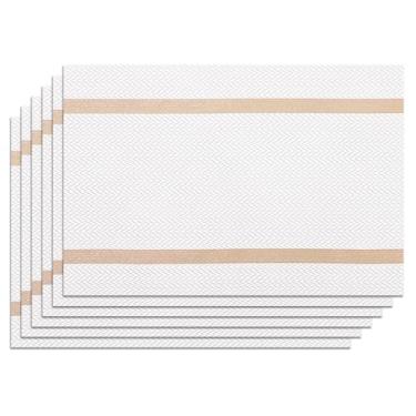 Imagem de Privalace Jogo americano de mesa de jantar, conjunto de 6 tapetes de mesa laváveis antiderrapantes resistentes ao calor, tapetes de PVC duráveis para festas de jantar ao ar livre