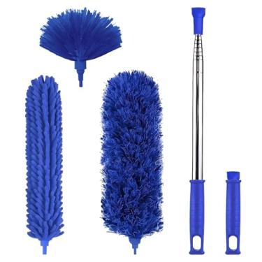 Imagem de Conjunto de espanador telescópico de 5 peças com haste extensível, cabeças de limpeza de microfibra para janelas, ventiladores de teto e áreas altas, destacável e fácil de manter