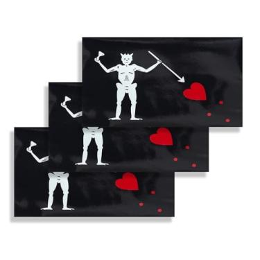 Imagem de TMHTMH 3 adesivos de carro com bandeira Edward Teach, decalque de vinil pirata Edward de 7 x 12 cm para fora do carro, para-choques de janela de carro, caminhão, veículos