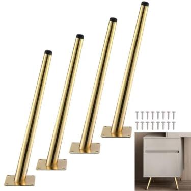 Imagem de Conjunto de 4 pernas oblíquas de móveis de meados do século, pés de sofá de ferro dourado, pernas de mesa resistentes com parafusos para sofá moderno, armário, suporte de cabeceira