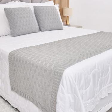Imagem de Manta Casal, Peseira Manta Tricot Cama Casa Efeito 3d - Somente a Peseira(Cinza Prata,Casal)