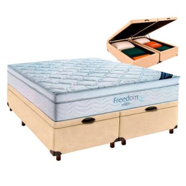 Imagem de Box Bau Blindado Perola + Colchão Queen Freedom Ortobom