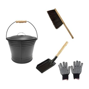 Imagem de Ｂｅｓｇａ Balde para cinzas de lareira, kit para lareira, luvas incluídas, portátil, prático, acessórios profissionais, ferramenta para limpeza de cinzas de