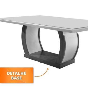 Imagem de Sala De Jantar Milena Tampo Mdf Vidro Com 6 Cadeiras Imbuia