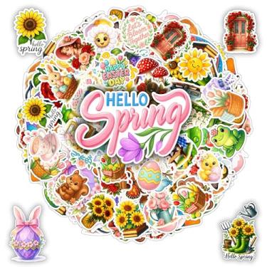 Imagem de BETANAS Pacote com 100 adesivos de primavera, adesivos de vinil floral à prova d'água, adesivos de flores de animais fofos para laptop, garrafa de água, capacete, scrapbook, geladeira, presentes para