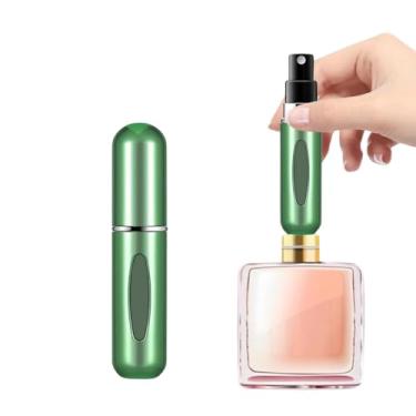 Imagem de Atomizador de perfume recarregável, mini frasco spray de viagem, 5 ml, com janela de nível, recipiente de fragrância reutilizável portátil para uso diário (verde)