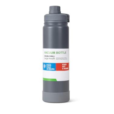 Imagem de Garrafa Térmica de Água Inox 800ml com Alça e Bico Esportivo, Resistente, Portátil e Ideal para Academia, Viagens e Uso Diário (Cinza)