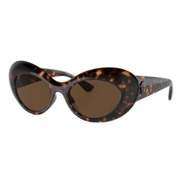 Imagem de Versace Óculos de sol ovais VE 4456U 108/73 Havana injetados, lentes padrão marrom escuro