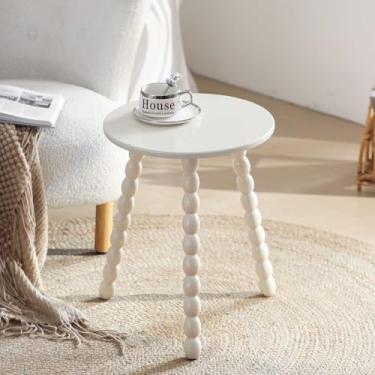 Imagem de HuiDao Mesa lateral pequena de madeira maciça, mesa de canto redonda para pequenos espaços, mesa de cabeceira moderna para sala de estar, quarto, escritório