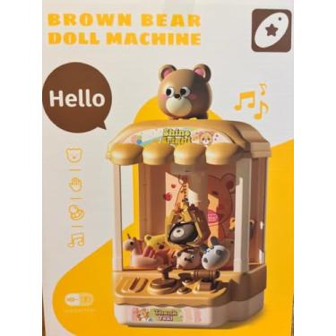 Imagem de Mini Máquina de Pegar Ursinhos e Bichinhos de Pelúcia Infantil com Luz e Som USB Brinquedo Educativo (Marrom)