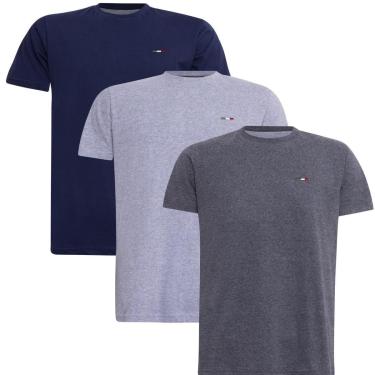 Imagem de Kit 3 Peças Camisetas Básicas Masculina FMF em Algodão Premium no Estilo Tommy Bordado Itália-Masculino