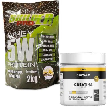 Imagem de WHEY PROTEIN 5W 2KG BUILDER PRO + CREATINA 300G SABOR:MORANGO;Tamanho:Único;Gênero:Unissex-Unissex