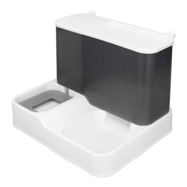 Imagem de Luocute Alimentador Automático para Gatos, Dispensador de Gravidade de Separação Seca e úmida Com Janela Transparente Com 1000ml de água e 2,8L de Armazenamento de Alimentos, para Cães e (Cinza)