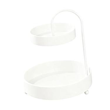Imagem de Baoblaze Fruteira de arame, fruteira de ferro decorativa com 2 camadas, suporte para armazenamento de cebolas, alho e outros vegetais, Branco