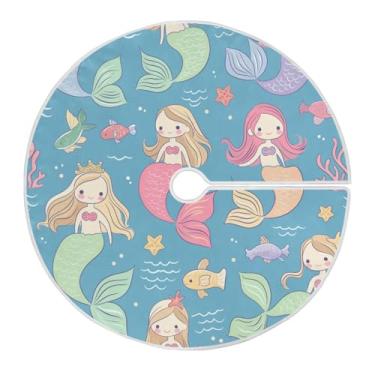 Imagem de ATTX Linda saia de árvore de Natal de sereia 90 cm, decoração festiva para festas de Natal e Ano Novo #582