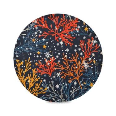 Imagem de GUIJI Tapete de mesa redondo resistente ao calor com galhos de árvore de Natal, tapetes laváveis antiderrapantes para mesa de jantar, restaurante, decoração de festa