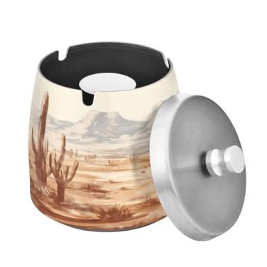 Imagem de Blueangle Cinzeiro American West Cowboy com tampa para cigarros, à prova de vento/chuva, aço inoxidável, sem fumaça, inodoro, cinzeiro para uso interno ou externo (256)