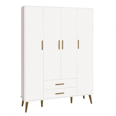 Imagem de Guarda-roupa Retrô 4 Portas Isis Branco Fosco - Moveisaqui