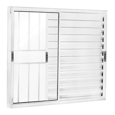 Imagem de Janela Veneziana 3 Folhas Móveis com Grade Vidro Liso 100x150cm Brilhante Ecosul Esquadrisul