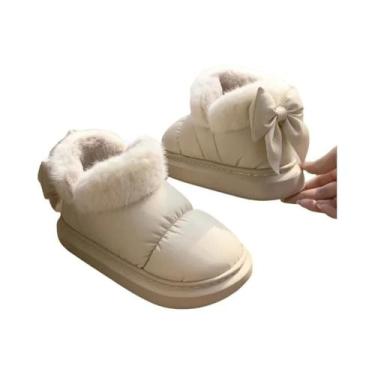 Imagem de Botas De Inverno Femininas Com Cano Curto, Quentes, De Pelúcia, Com La