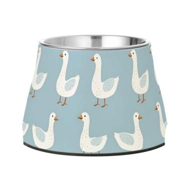 Imagem de SEHANY Tigelas fofas para cães de pato antiderrapante de aço inoxidável com fundo de borracha que evita a queda, 2,3 tigelas quadriculadas para comida e água para cães e gatos