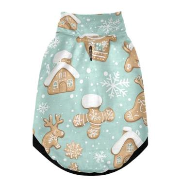 Imagem de SEHANY Casaco de Natal de gengibre para cães pequenos, superquente, à prova de vento, jaqueta de inverno, macia, aconchegante para animais de estimação, moletom para clima frio na neve com furo na