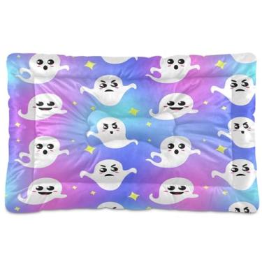 Imagem de SEHANY Cama de cachorro fantasma Halloween Boo Cama de gato com fundo antiderrapante, cama de canil, colchão macio para animais de estimação, lavável para cães pequenos, médios e grandes, gatos, 61 x