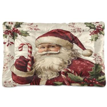 Imagem de SEHANY Cama de Natal para cães de Papai Noel, cama de gato com fundo antiderrapante, cama de canil, colchão macio para animais de estimação, lavável para cães pequenos, médios e grandes, gatos, 45,7 x