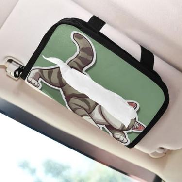 Imagem de SEHANY Porta-lenços de carro de gato fofo, caixa de lenços de papel de carro, suporte de guardanapo retangular dispensador de máscara de carro caixa de lenços de veículo para automóvel universal