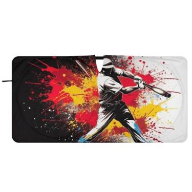 Imagem de Blueangle Para-brisa de jogador de beisebol - 149.9 cm x 76.2 cm dobrável carro janela dianteira para-sol blocos raios UV viseira de sol (566)
