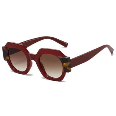Imagem de Óculos de Sol Vintage Masculino Feminino Luxo UV400 Moda Feminina Multicolorido (Vermelho Vinho-Marrom)